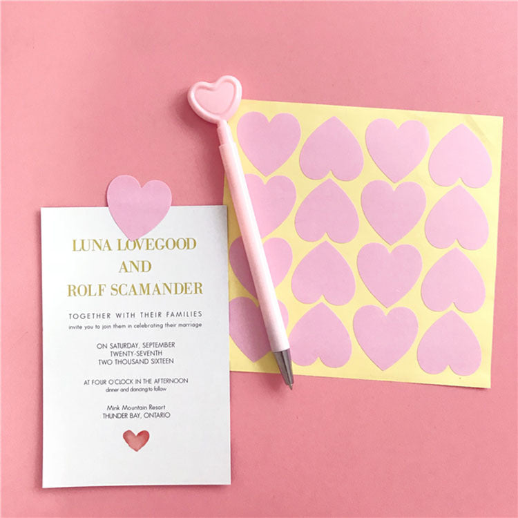 Pink Love Heart Stickers (16 pcs)