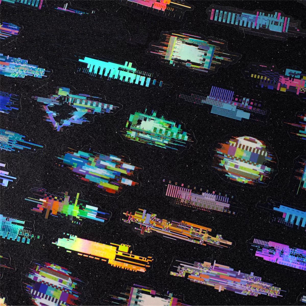 Futuristic Neon Cyberpunk Glitch Stickers