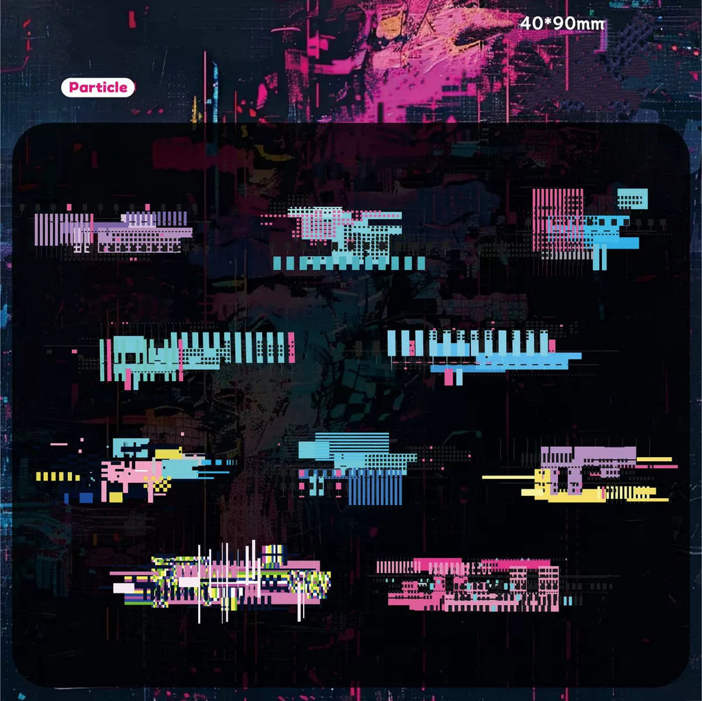 Futuristic Neon Cyberpunk Glitch Stickers