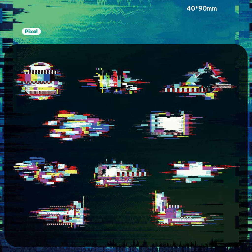 Futuristic Neon Cyberpunk Glitch Stickers