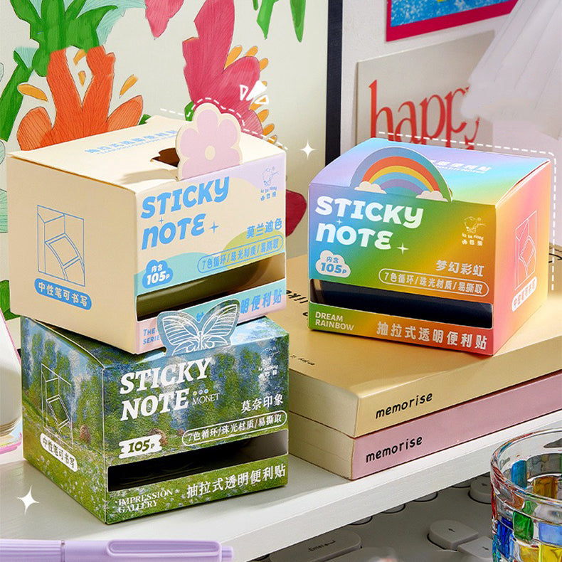 Rainbow Pearlescent Transparent Sticky Notes for Notes & Messages