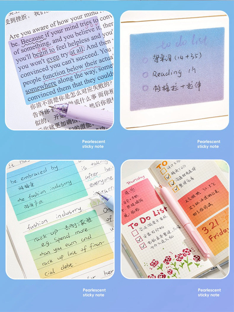 Rainbow Pearlescent Transparent Sticky Notes for Notes & Messages