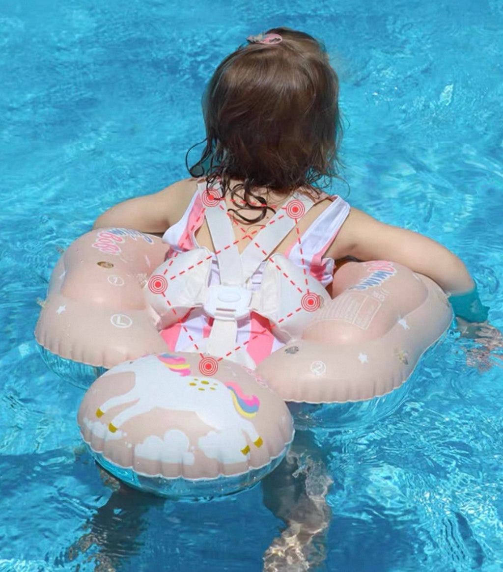 Baby Pink Unicorn Float with Sun Shade, Safety Support & Splashy Fun