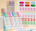 Dual-Tip Patterned Roller Highlighters – 6 Colour Set