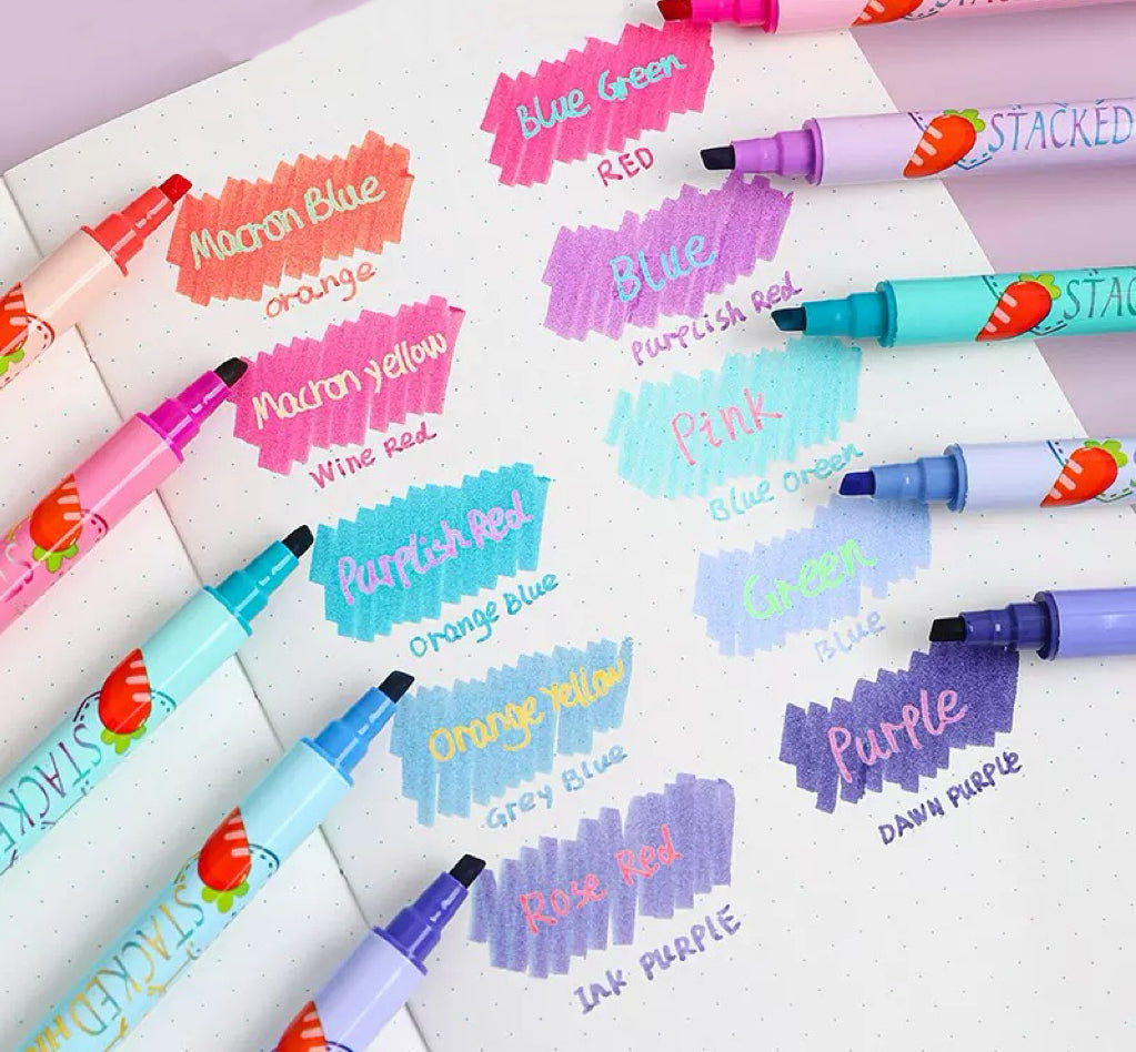 Stacked Color Dual-Tip Highlighter – Set of 10
