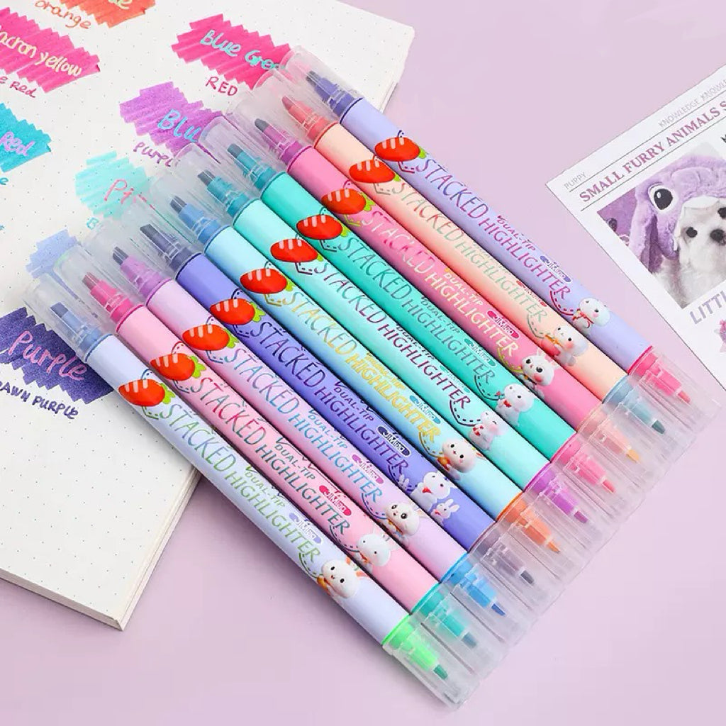 Stacked Color Dual-Tip Highlighter – Set of 10