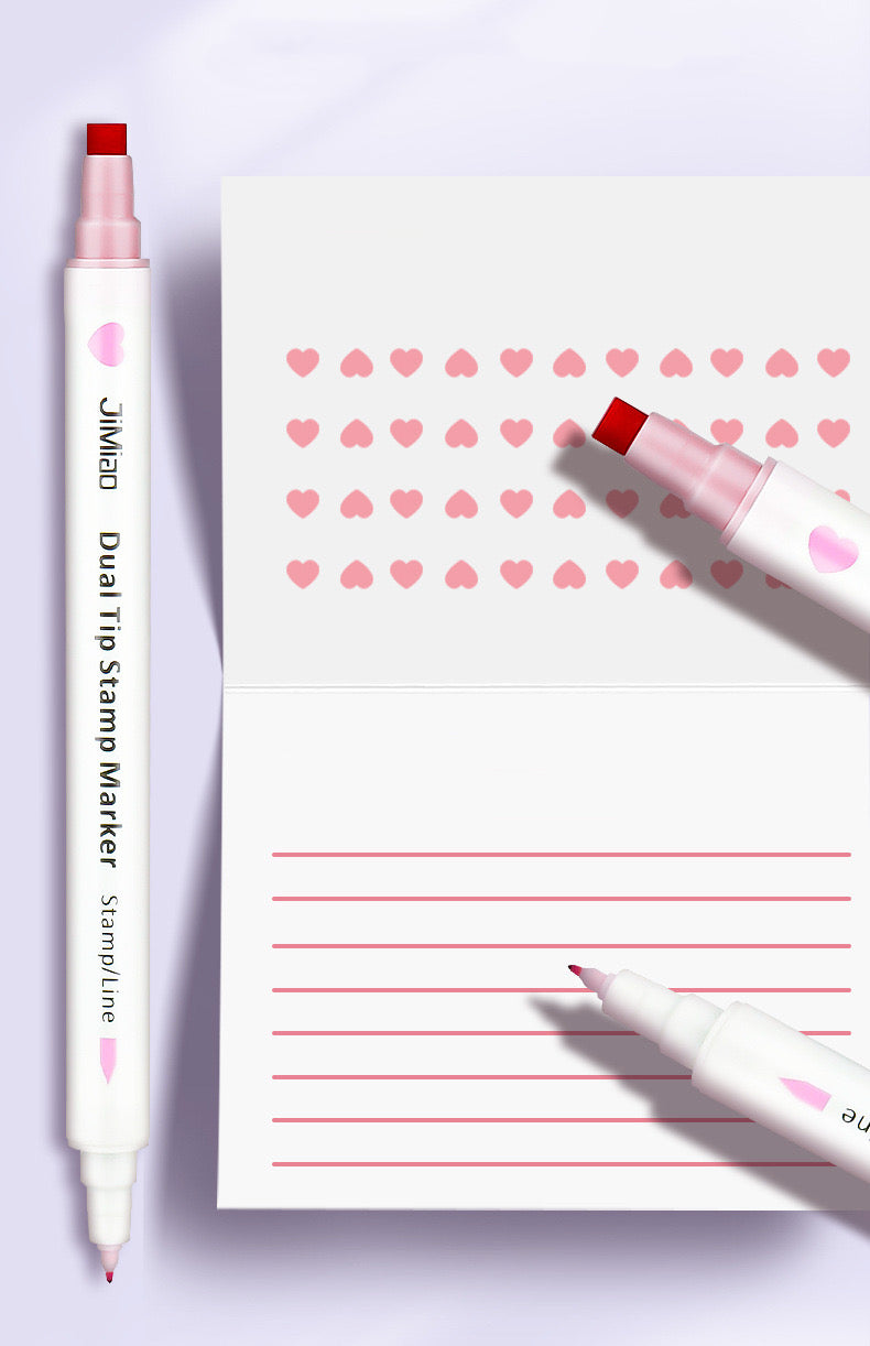 Dual-Tip Stamp Highlighter Pen - Set of 6