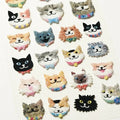 Happy Smiley Fluffy Cat Face Sticker Sheet - Limited Edition