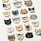 Happy Smiley Fluffy Cat Face Sticker Sheet - Limited Edition