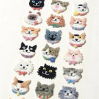 Happy Smiley Fluffy Cat Face Sticker Sheet - Limited Edition