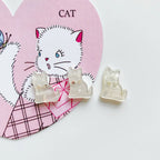 Vintage-Style White Cat Button - 5 pcs