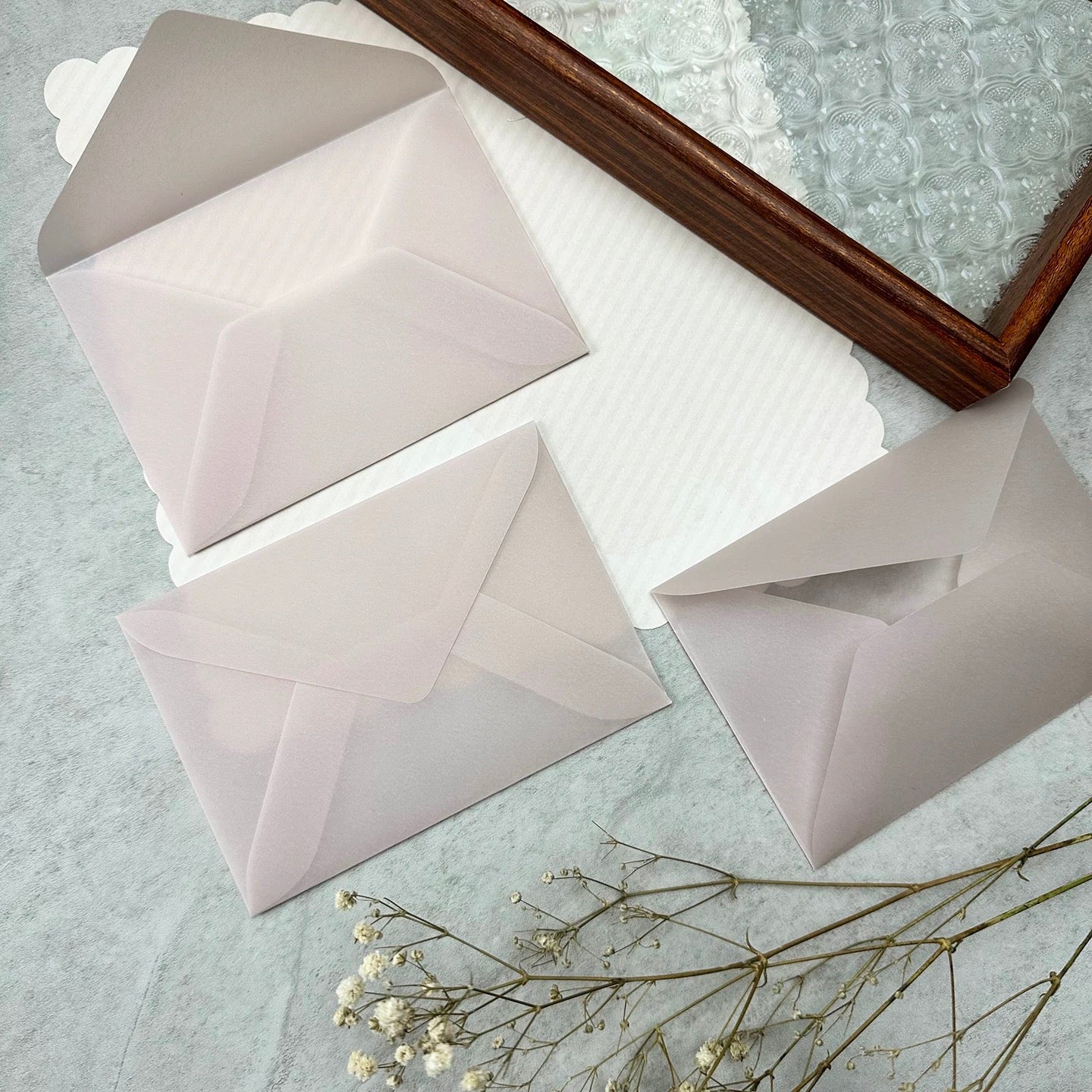 Romantic Misty Pink Envelopes with Pearl Seal - 5 pcs