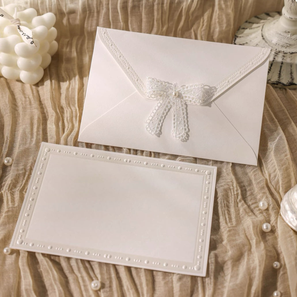 White Elegant Embossed Letter & Envelope Set