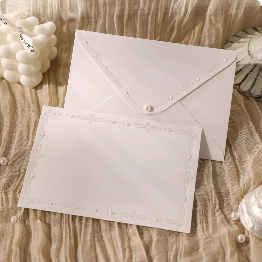 White Elegant Embossed Letter & Envelope Set