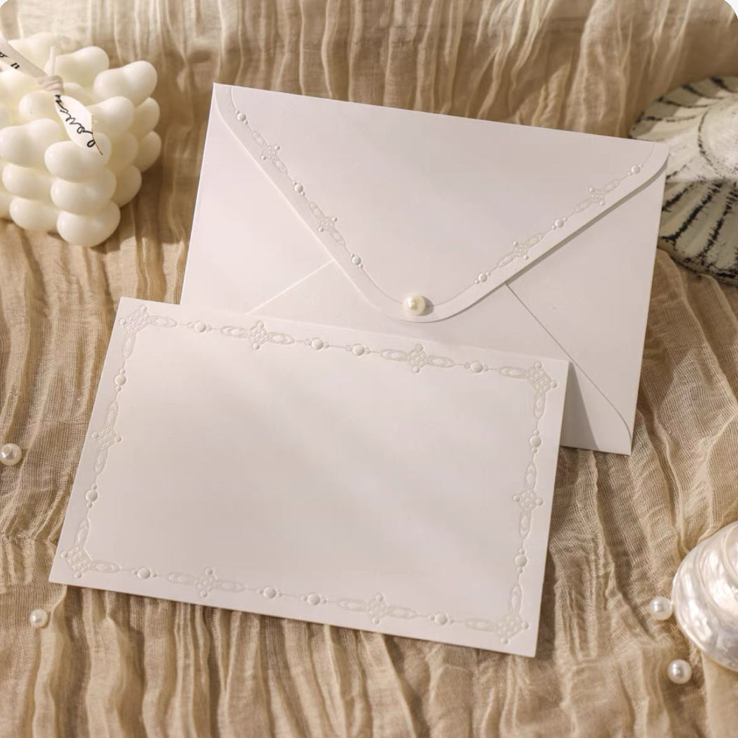 White Elegant Embossed Letter & Envelope Set