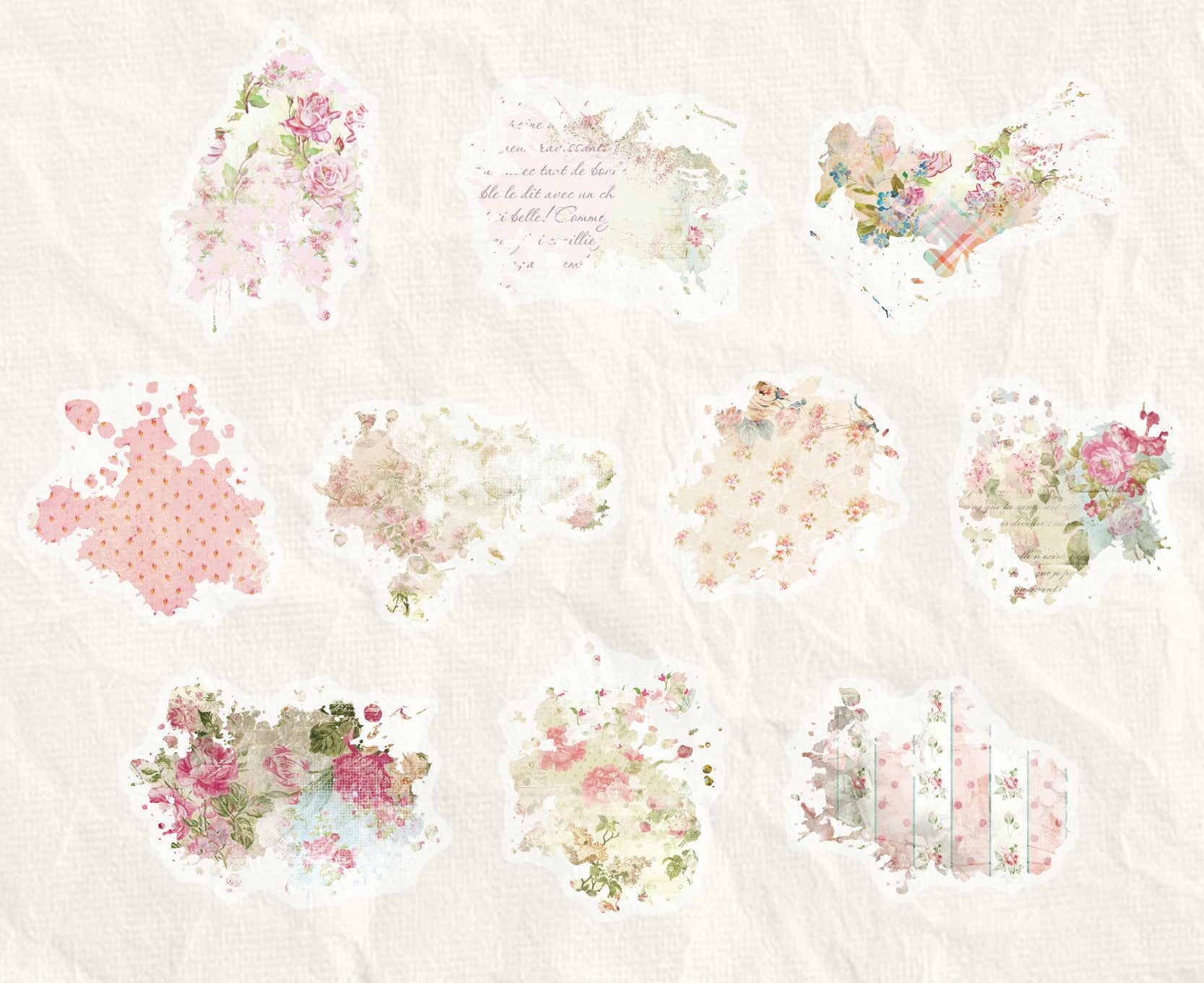 Blush Vintage Color-Wash Stickers for Journaling Retro Style
