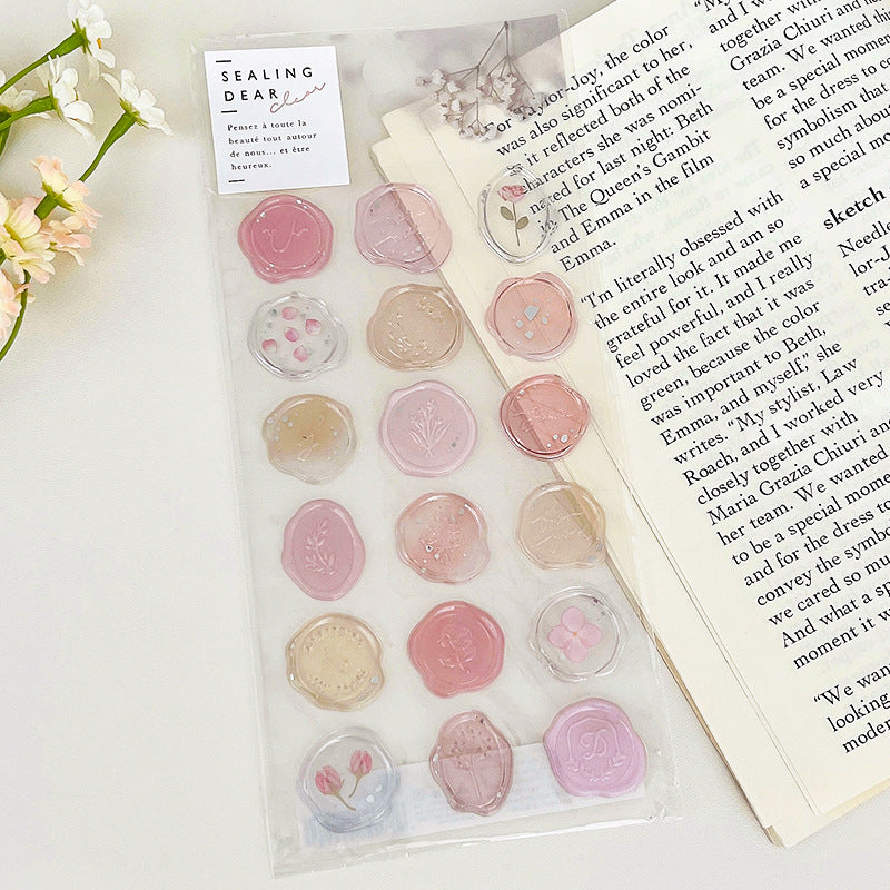Pastel Translucent Poetic Wax Seal Stickers (18 pcs)