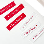 Red & White “Love Love” Strip Stickers (8 pcs)
