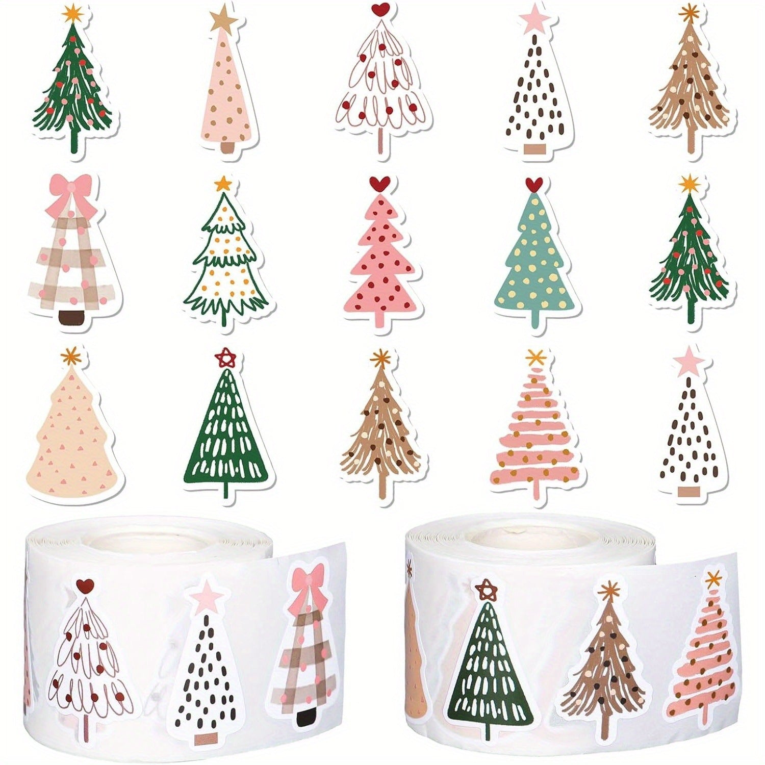 Cartoon Christmas Tree Sticker Roll – Fun Holiday Decor