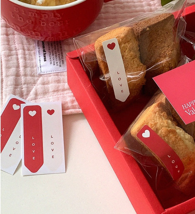 Love Message Strip Sealing Stickers – Red & White (10 pcs)