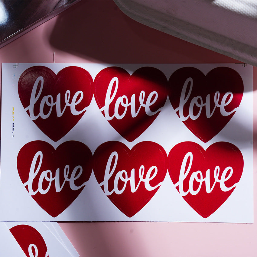 Scribbled Red Love Heart Stickers (6 pcs)