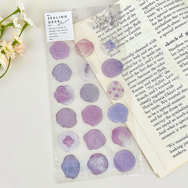 Pastel Translucent Poetic Wax Seal Stickers (18 pcs)