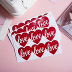 Scribbled Red Love Heart Stickers (6 pcs)