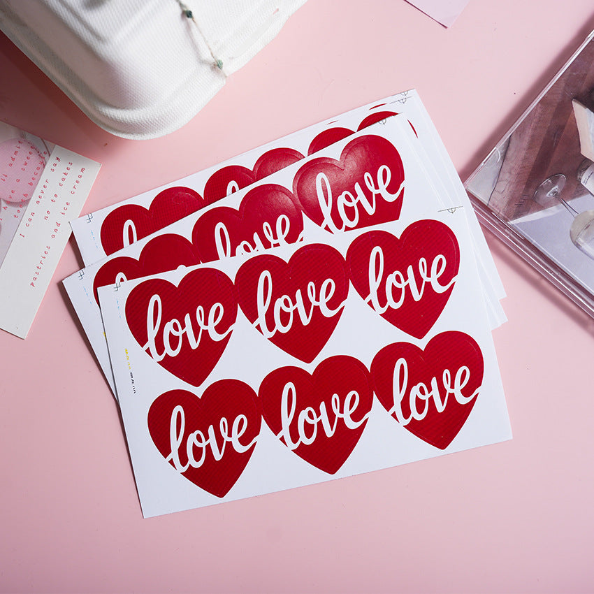 Scribbled Red Love Heart Stickers (6 pcs)