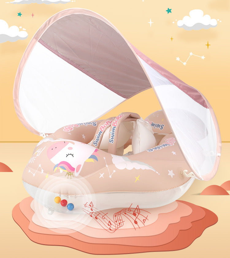 Baby Pink Unicorn Float with Sun Shade, Safety Support & Splashy Fun