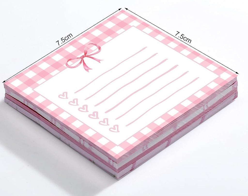 Pink Ribbon Bow Sticky Notes - Set of 4