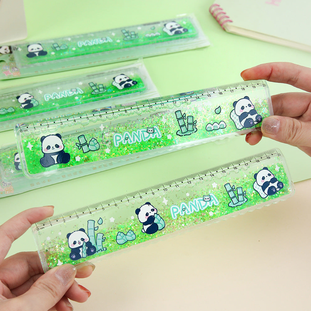 Panda & Capybara Liquid Glitter Ruler 20cm