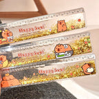 Panda & Capybara Liquid Glitter Ruler 20cm