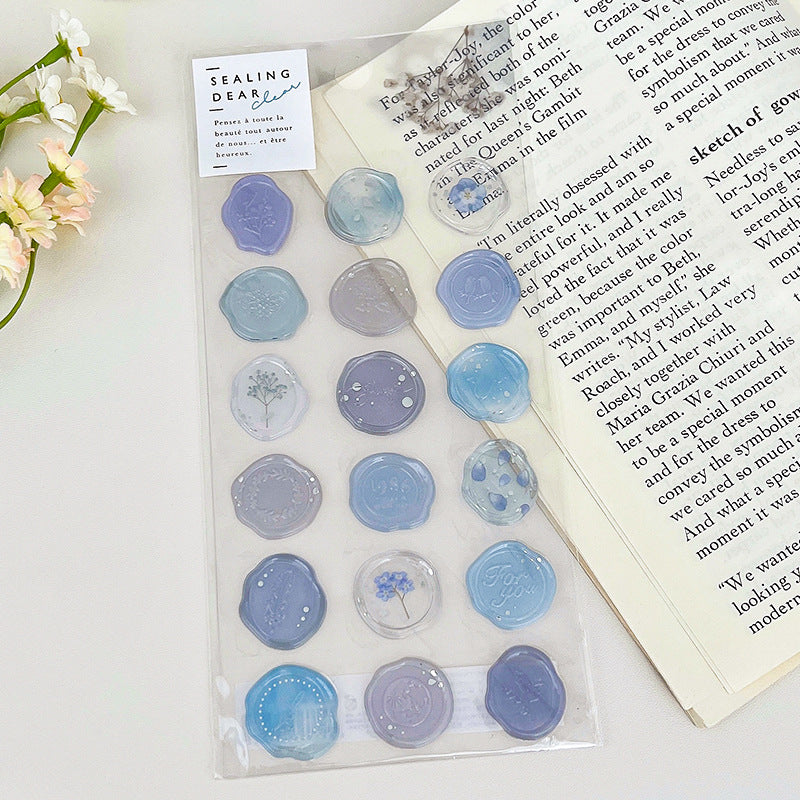 Pastel Translucent Poetic Wax Seal Stickers (18 pcs)