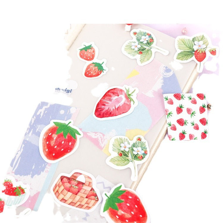 Kawaii Hand-Drawn Strawberry Stickers