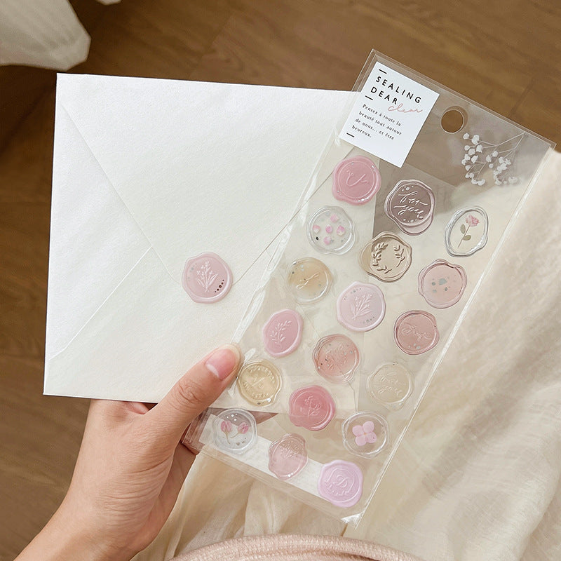 Pastel Translucent Poetic Wax Seal Stickers (18 pcs)