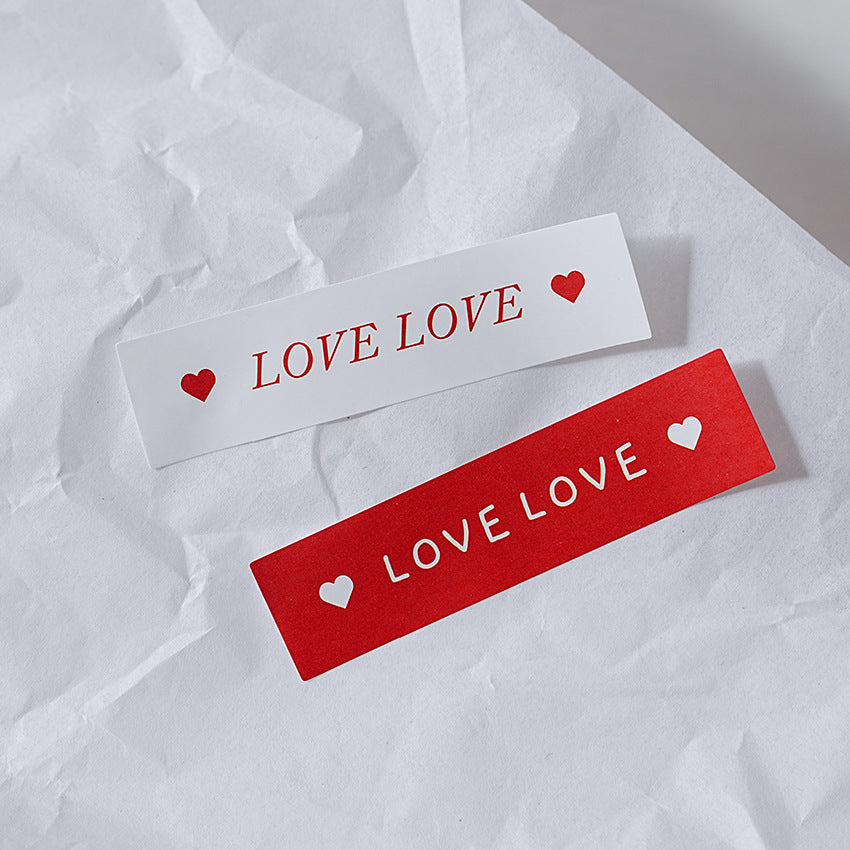 Red & White “Love Love” Strip Stickers (8 pcs)