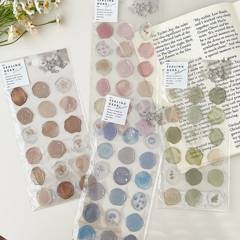 Pastel Translucent Poetic Wax Seal Stickers (18 pcs)