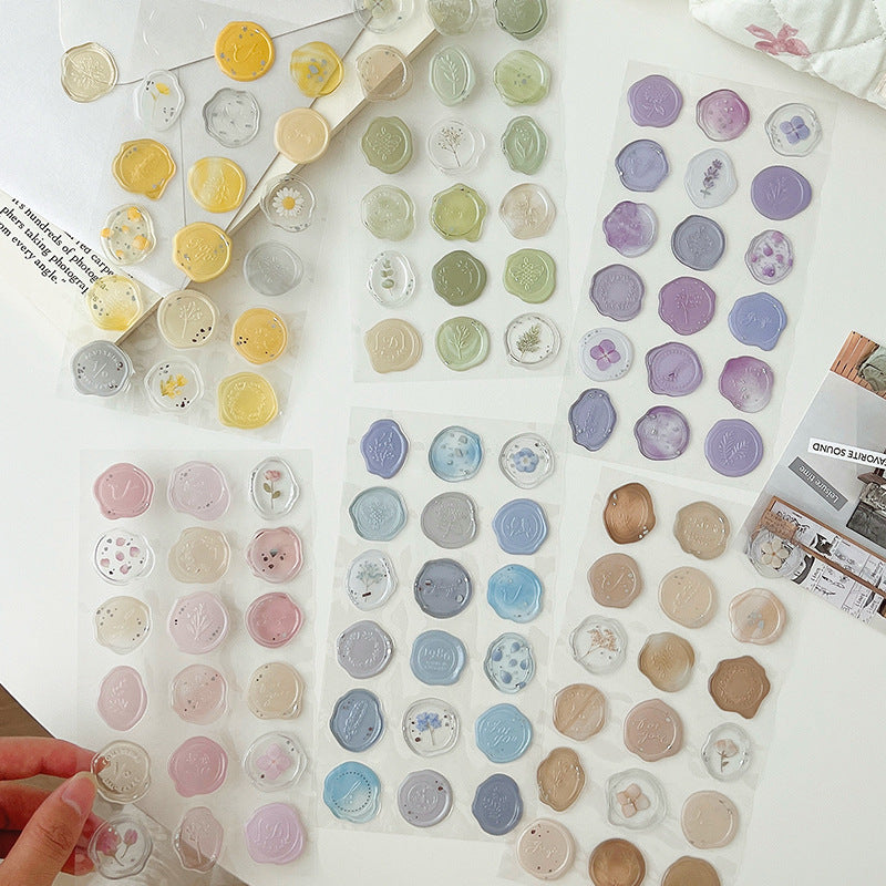 Pastel Translucent Poetic Wax Seal Stickers (18 pcs)