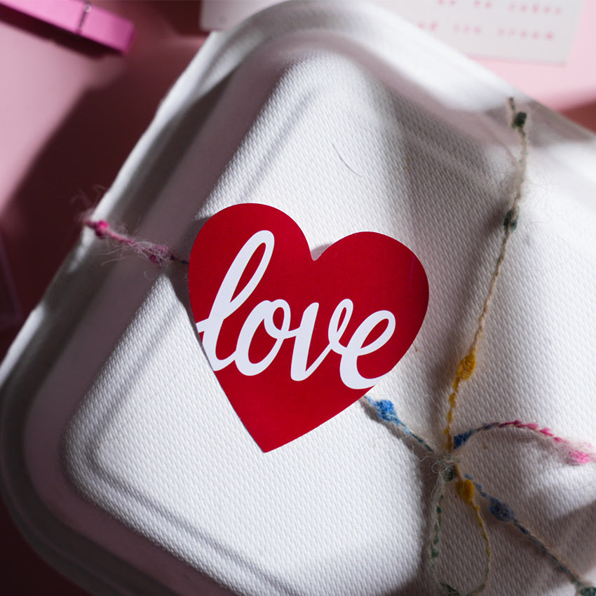 Scribbled Red Love Heart Stickers (6 pcs)