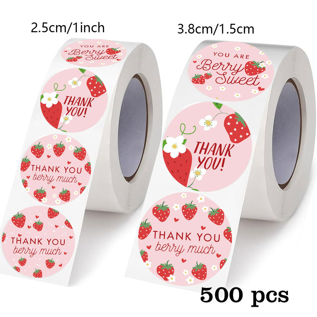 Pink Strawberry Thank You sealing/decoration stickers