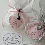 Pink Heart-Shaped “Love Love” & "Thanks and Love" Sticker (9 pcs)