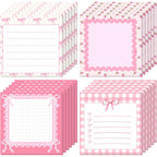 Pink Ribbon Bow Sticky Notes - Set of 4