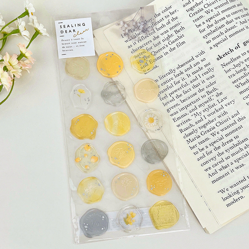 Pastel Translucent Poetic Wax Seal Stickers (18 pcs)