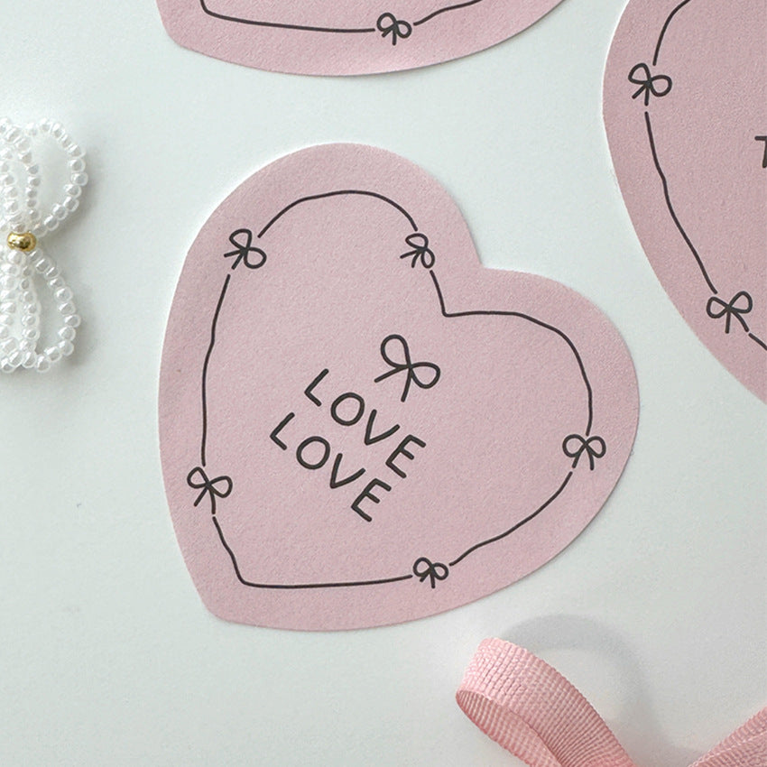 Pink Heart-Shaped “Love Love” & "Thanks and Love" Sticker (9 pcs)
