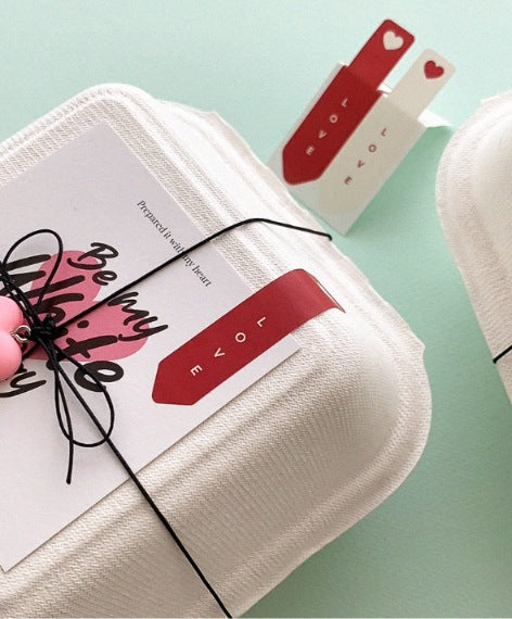 Love Message Strip Sealing Stickers – Red & White (10 pcs)