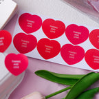 Heart-Shaped Thanks and Love Sticker (8 pcs)