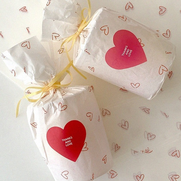 Heart-Shaped Thanks and Love Sticker (8 pcs)