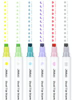 Dual-Tip Stamp Highlighter Pen - Set of 6